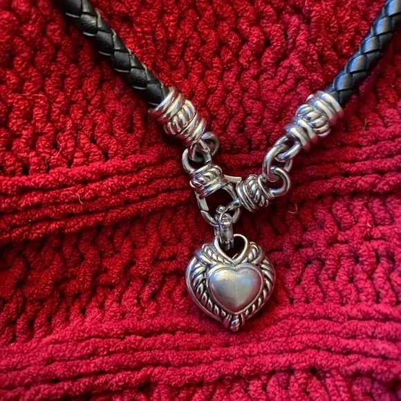 SALE🥂Judith Ripka sterling silver diamonique leather corded necklace/choker - Picture 4 of 10